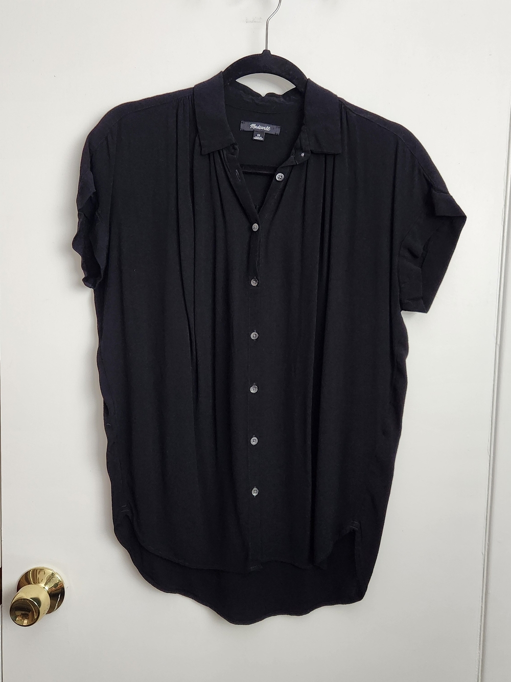 Madewell Black Short-Sleeve Button-Down Shirt